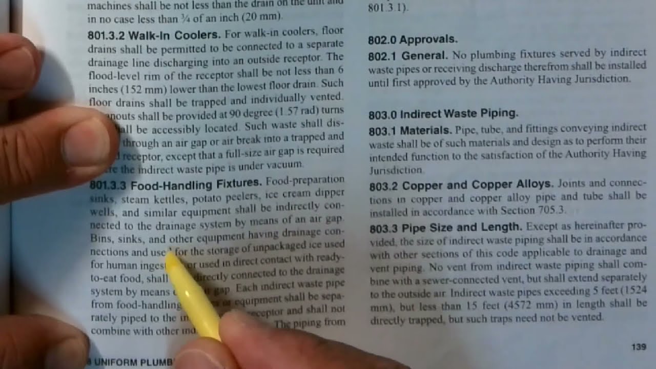 Uniform Plumbing Code Chpt 8 Indirect Waste