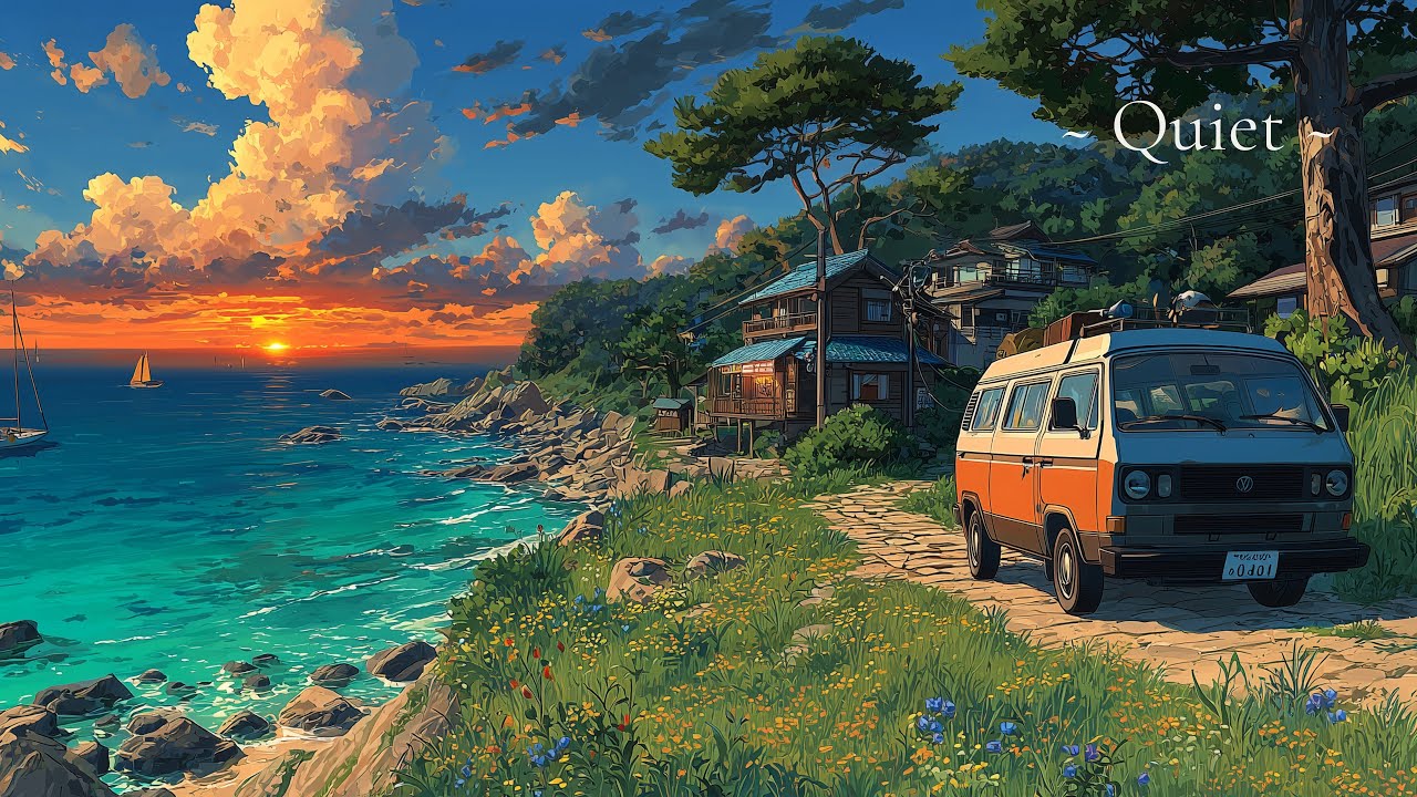 sunset by the seaside road | lofi for study & relaxation