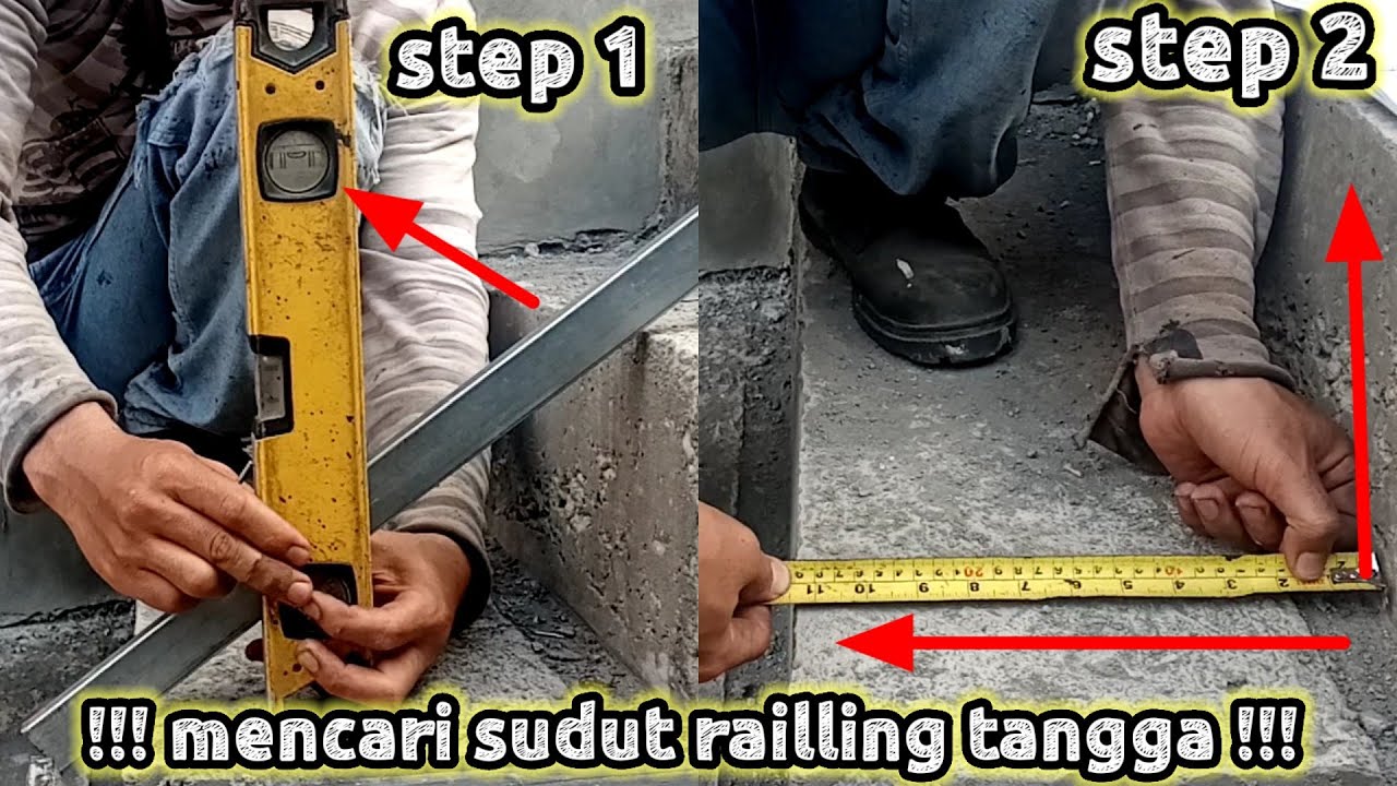 cara mudah mencari sudut kemiringan railling tangga || dikha welder