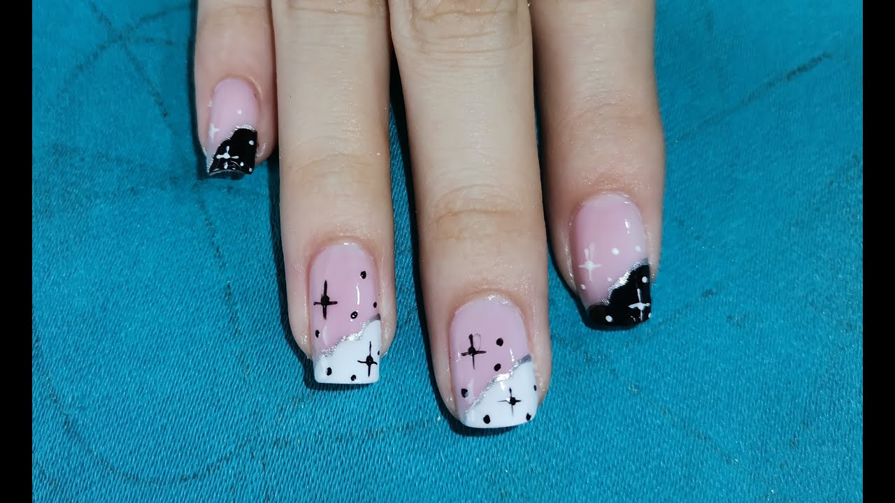 DISEÑO DE UÑAS EN BLANCO Y NEGRO FACIL DE HACER - FRENCH NAIL ART - NLC