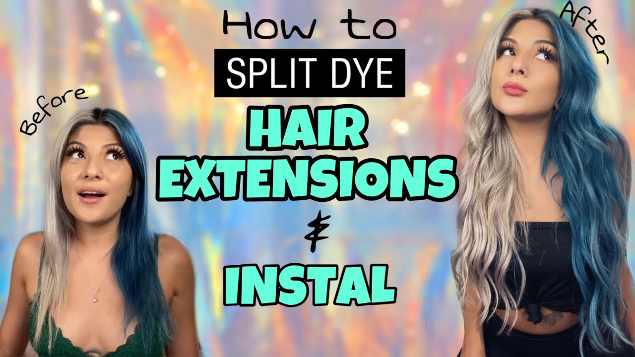 TUTORIAL- How to SPLIT DYE & INSTALL HAIR EXTENSIONS (BELLAMI) Silver & gray PART 2