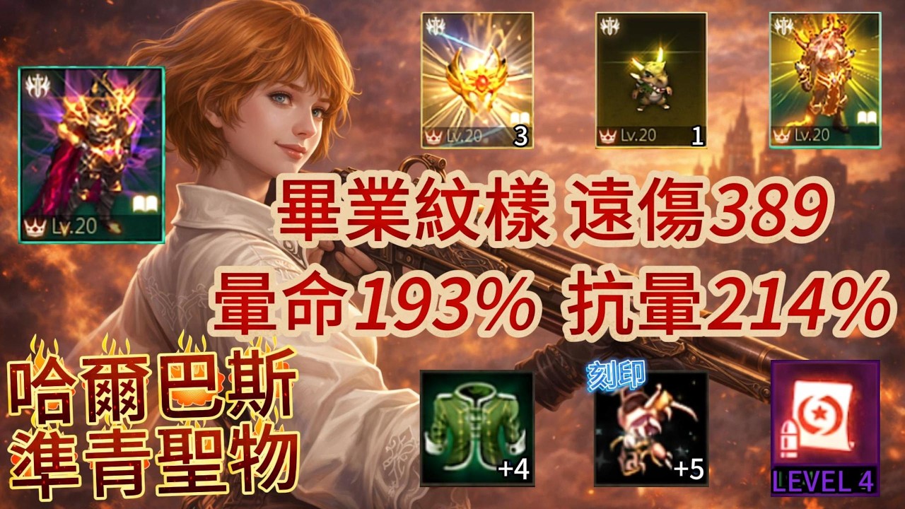【天堂M】Roy【解放的哈爾巴斯】92.24%、覺醒解放的哈爾巴斯、準青聖物、雙青變槍手、重複3金聖物、英雄內衣、7圈、星盤滿、遠傷389、遠命535、暈命193%、抗暈214%.EP729