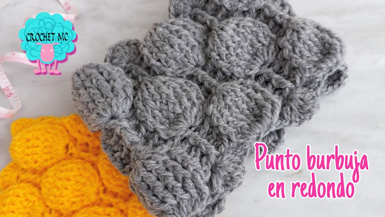 punto burbuja/globo a crochet, tejido en redondo