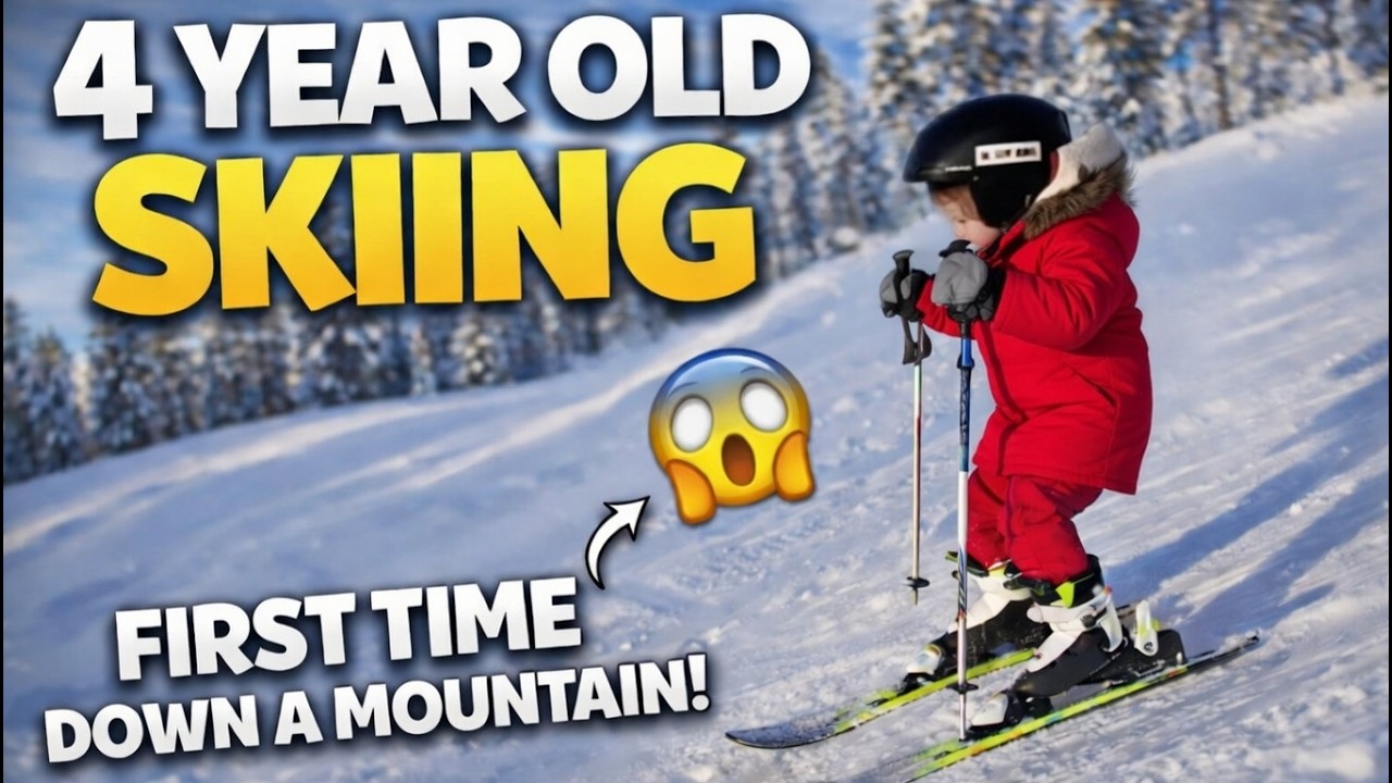 4 Year Olds FIRST Time Skiing Down a MOUNTAIN on her OWN!