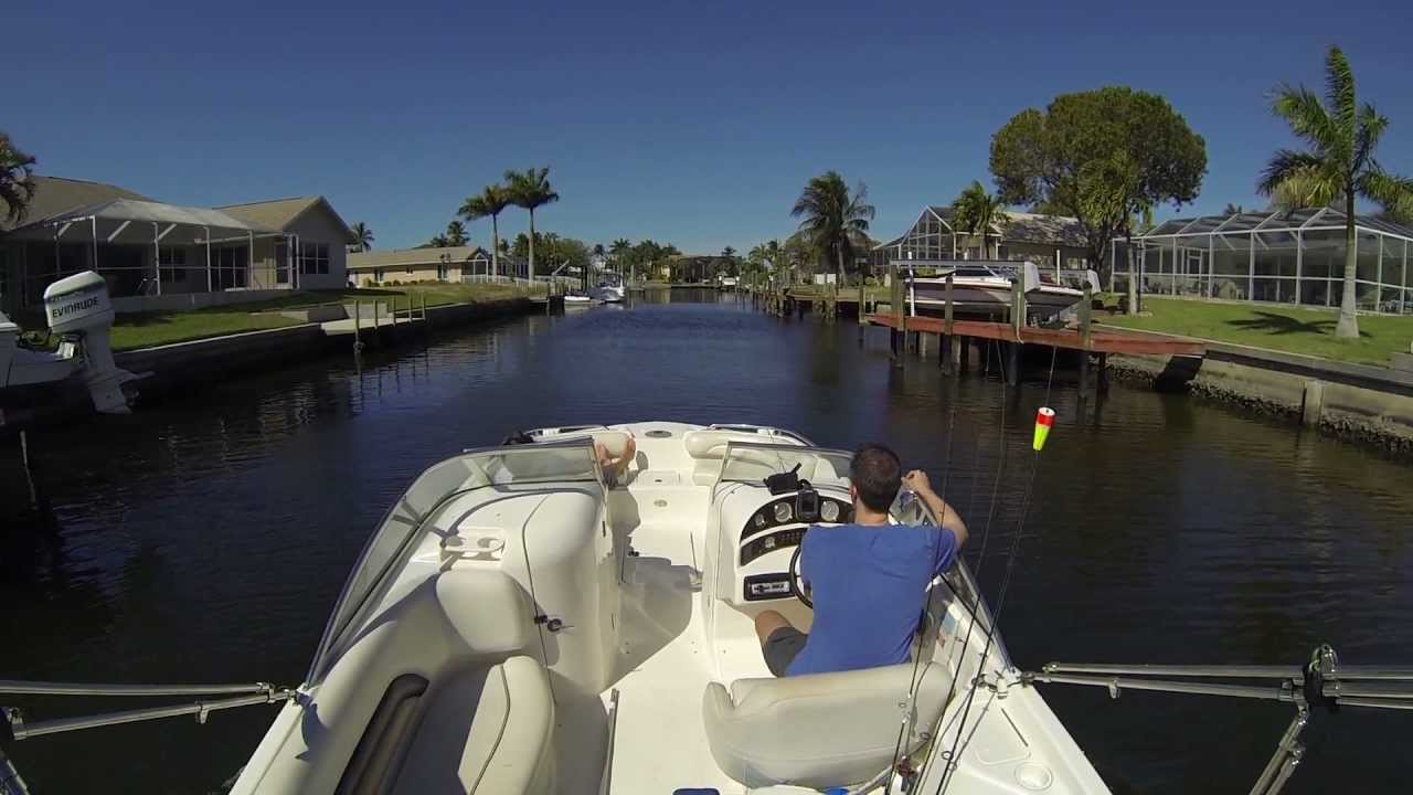 Leaving the boat dock at our Cape Coral Rental Villa with rental boat (GoPro Hero 3 on board)
