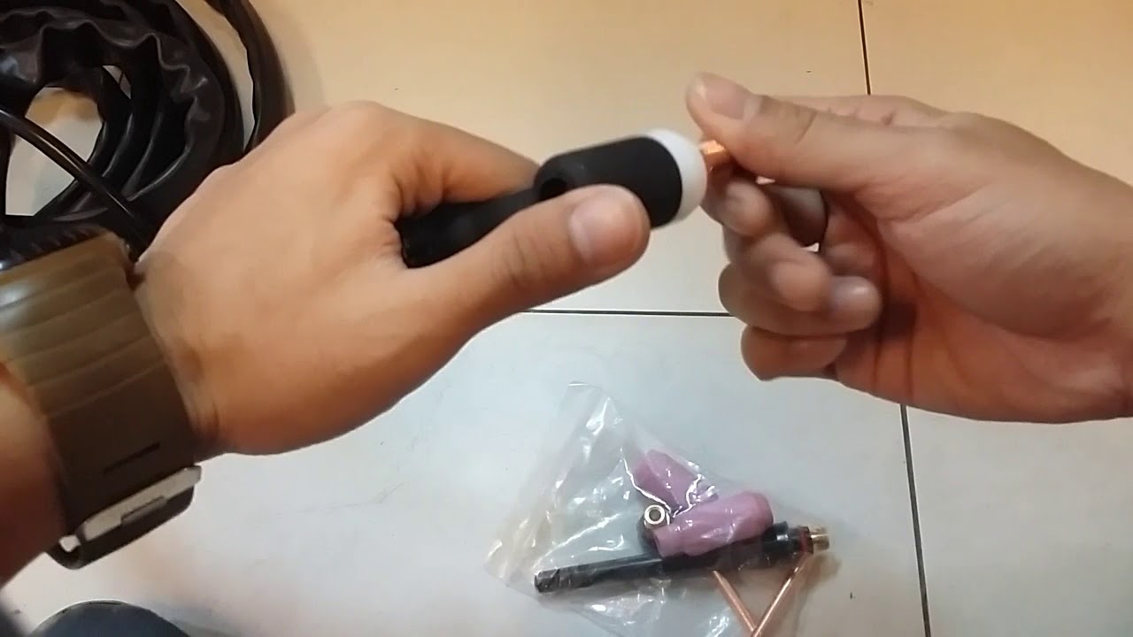 CARA MERAKIT Tig torch argon WP-17 RHINO model pencet dgn 3 kabel konektor