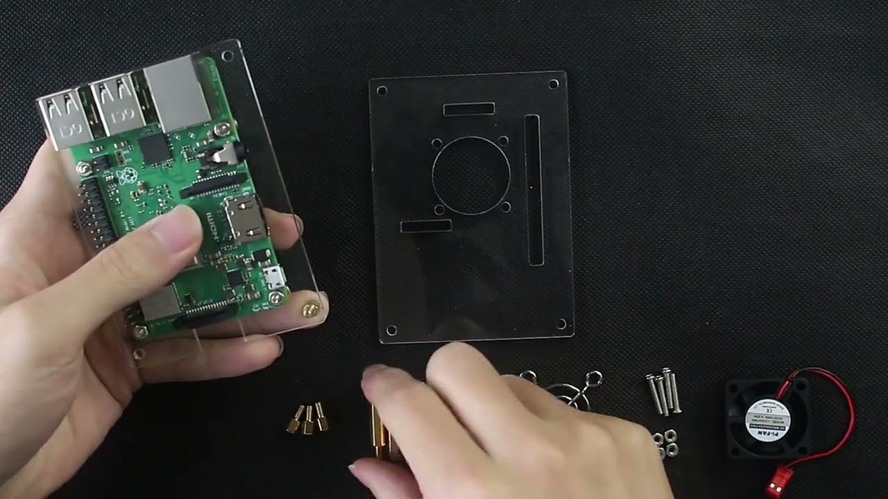 Layer Raspberry Pi 4 Acrylic Case Transparent Enclosure + Cooling Fan + Fan Cover for Raspberry Pi