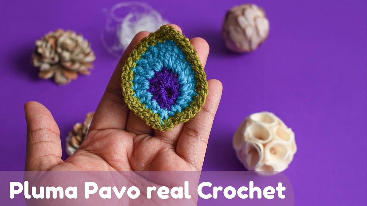 🦚Como tejer pluma de pavo real a Crochet🦚/How to knit peacock feather to Crochet
