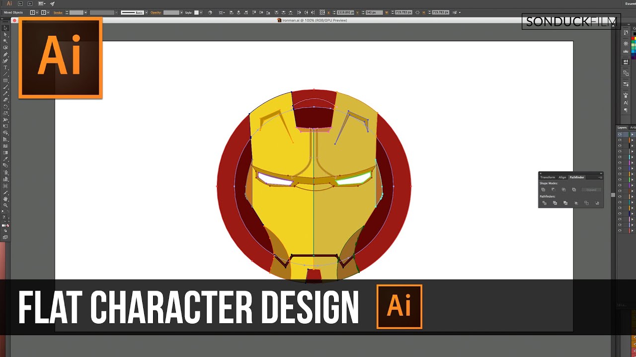 Учебное пособие по Adobe Illustrator: дизайн персонажа в плоском стиле | Iron Man