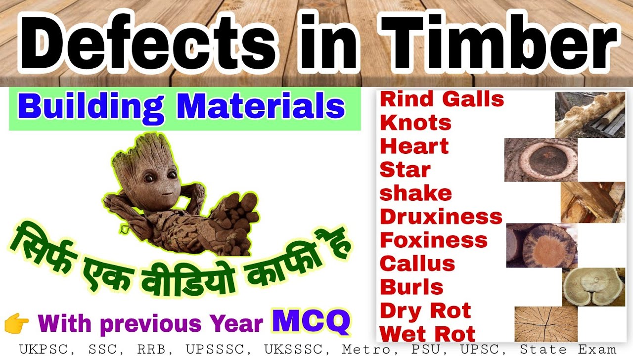 🌳 Defects in Timber - Rind Galls ! Knots ! Heart and Star Shake ! Foxiness ! Dry and Wet Rot etc .