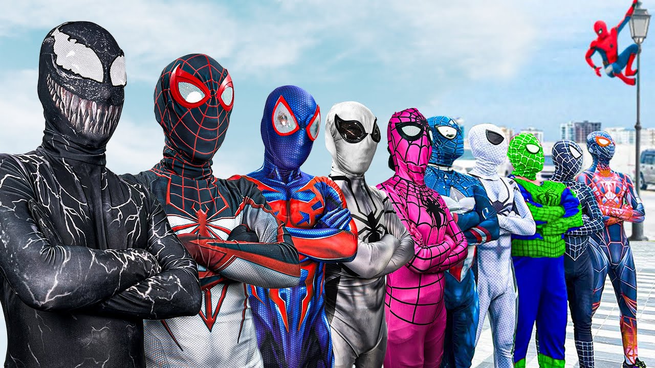 What If 7 SPIDER MAN in 1 HOUSE ??? || Hey All SuperHero , Go To Trainning Nerf Gun !!