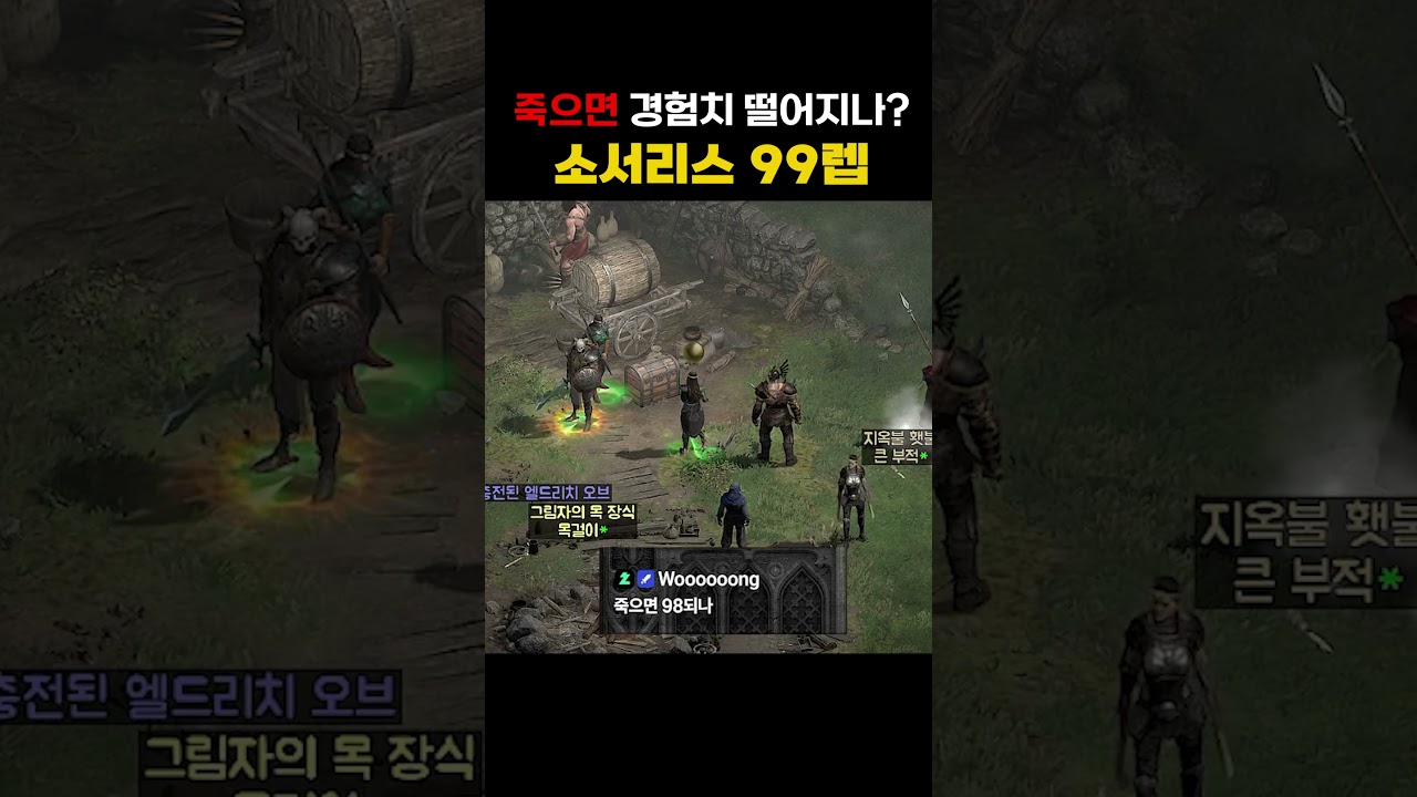 99렙 소서리스 죽으면 경험치 떨어지나?  #디아블로2