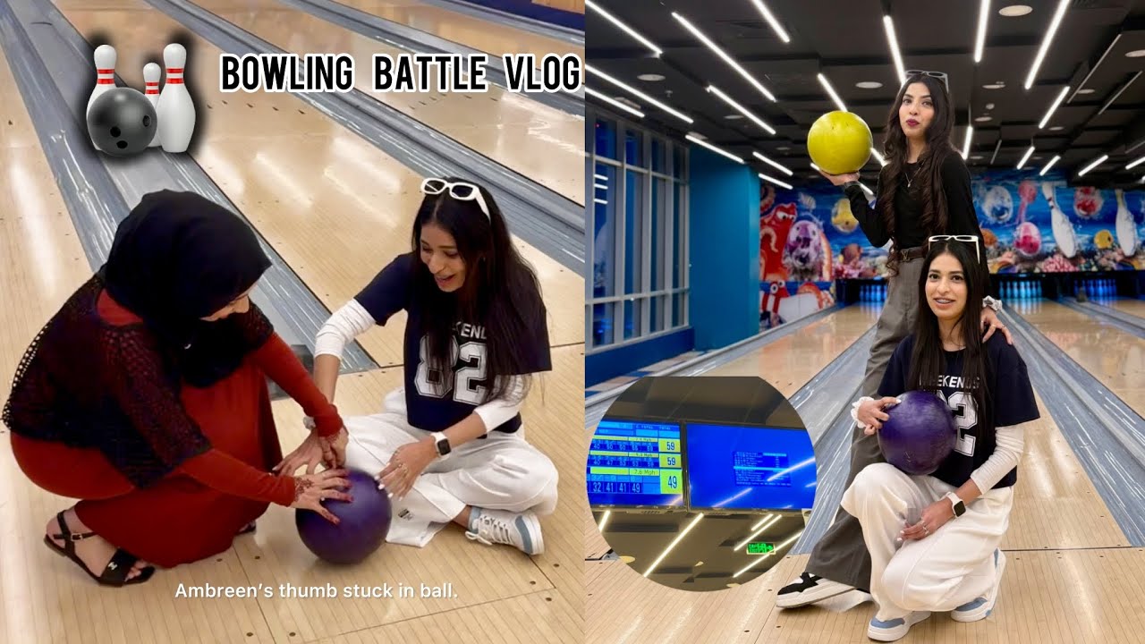 Bowling battle in Saudi Arabia 🎳🇸🇦😳 || Akhir kon jeeta 🤷🏻‍♀️😅|| First time bowling experience 💞