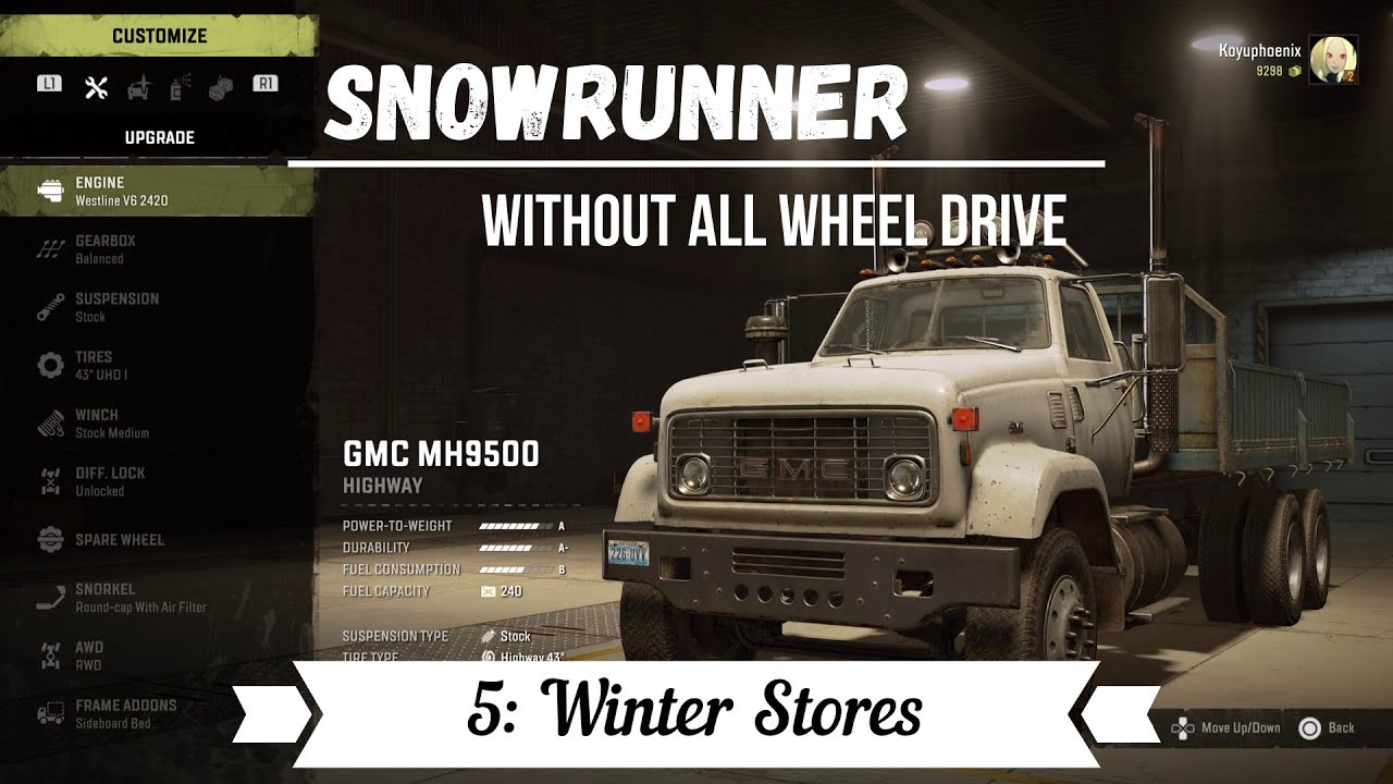 Winter Stores Without All Wheel Drive - Hard Mode Snowrunner Gameplay PS4 PS5