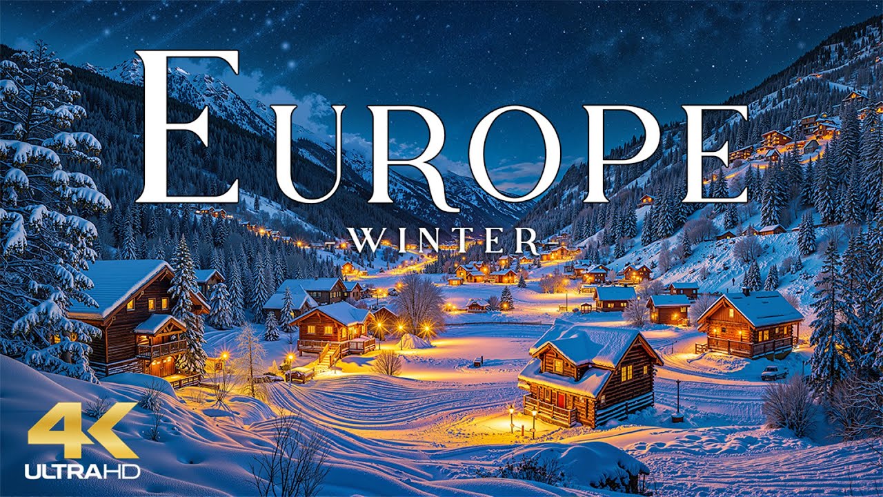 Europe ❄️ Winter Relaxation Film 4K - Peaceful Relaxing Music - Nature 4k Video Ultra HD