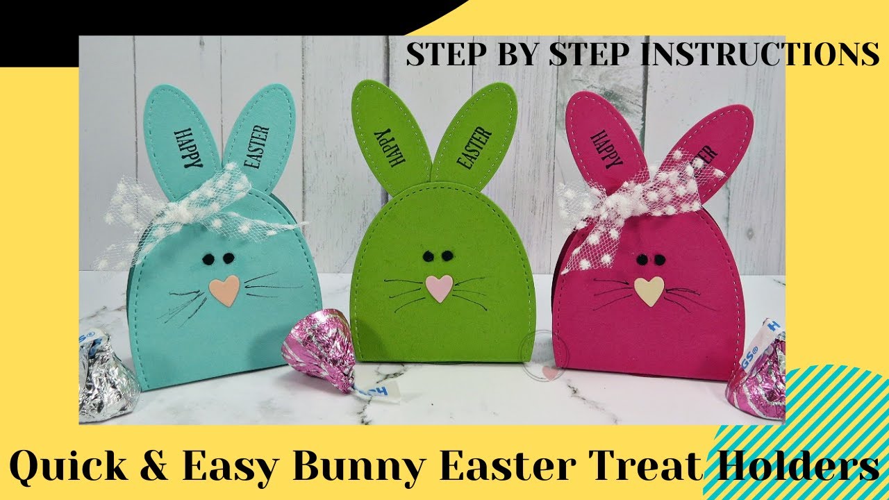 Quick & Easy Bunny Easter Treat Holder  #stampingwithamore #eastertreatholders #treatholders