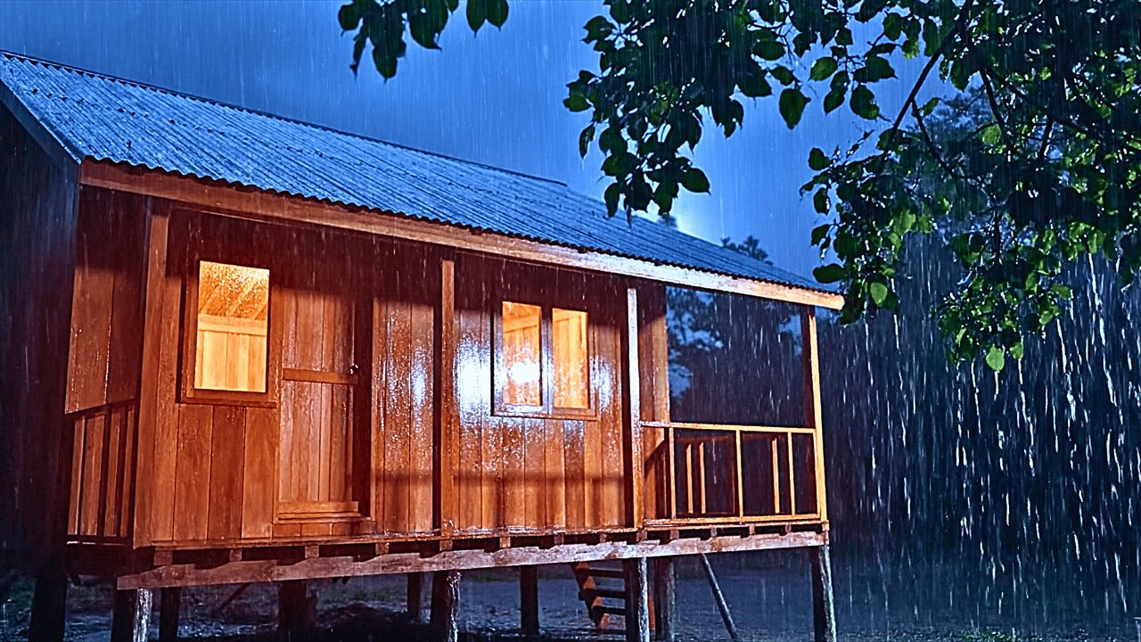 Barulho de Chuva para Dormir Melhor | Som de Chuva e Trovões Suaves no Telhado em Noite Calma