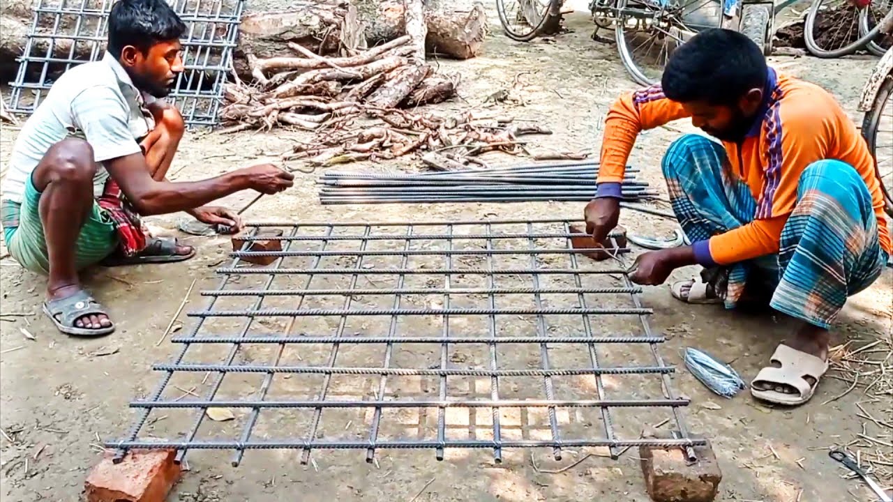 Impressive footing and satisfying column Rod binding video| amazing video Base Reinforcement placing
