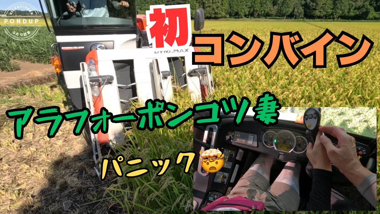 妻コンバインデビュー　パニクりすぎる稲刈り　クボタER456 #農業 #稲刈り#コンバイン