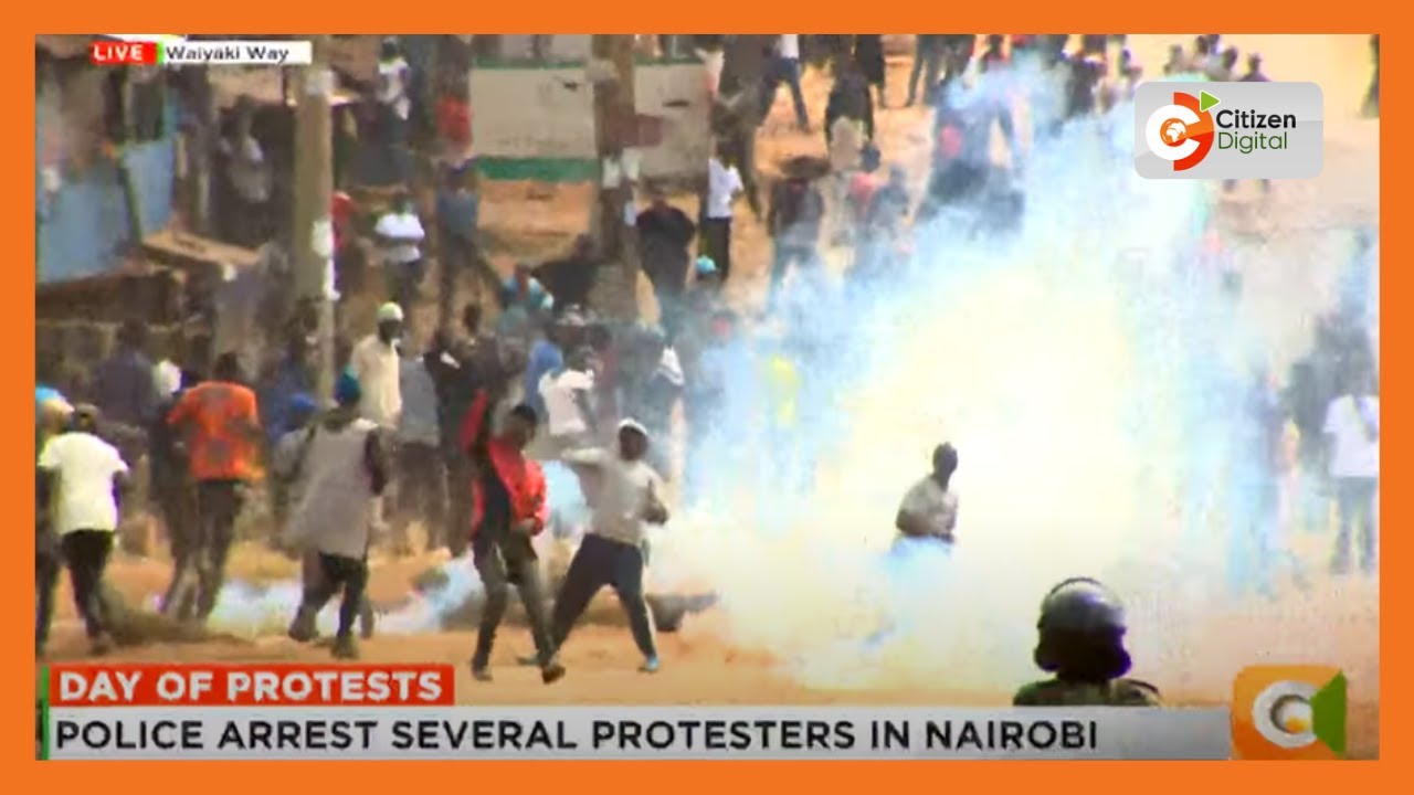Confrontation along Waiyaki Way between protesters and the police