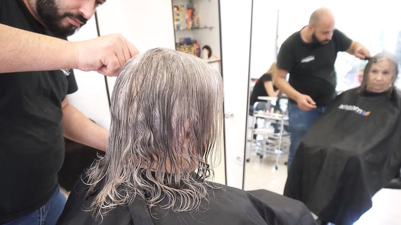 OLDER WOMAN WANTS BEAUTIFUL SHORT BOB HAIRCUT - GREY BOB CUT NO BANGS NO LAYERS