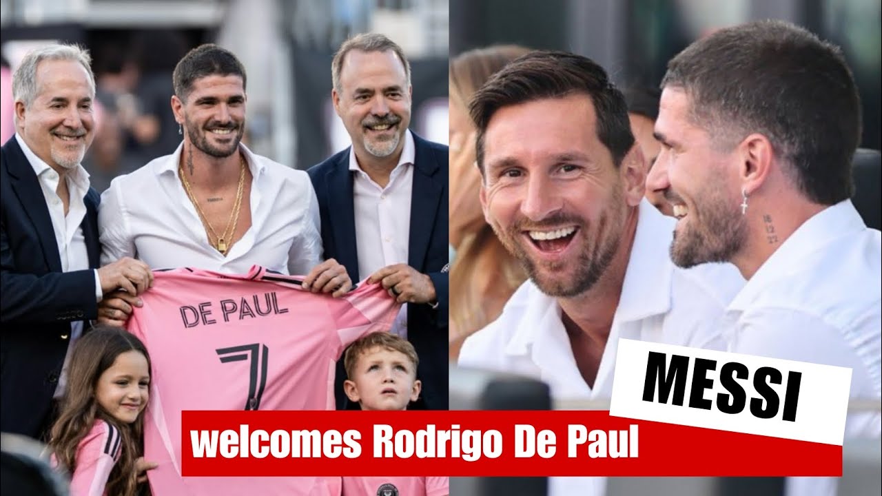 Messi welcomes Rodrigo De Paul in the MLS match between Inter Miami vs Cincinnati.