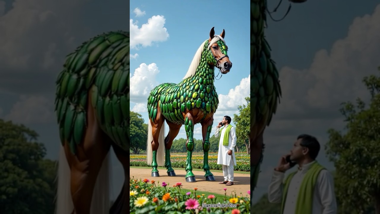 Cool Horse covered in millions of green beetles saved byfarmer #horse #animals #treatment #cool
