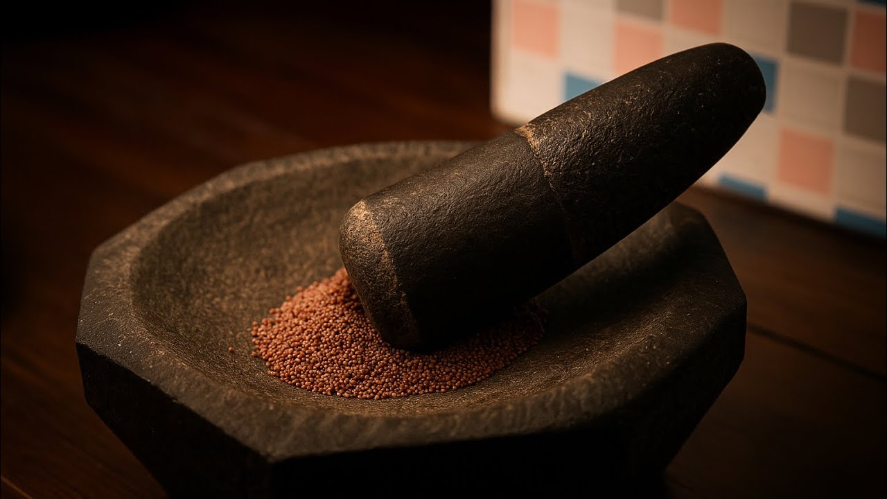 ASMR Finger Millets Grinding | Traditional Stone Grinder Sounds | Relaxing Village Cooking