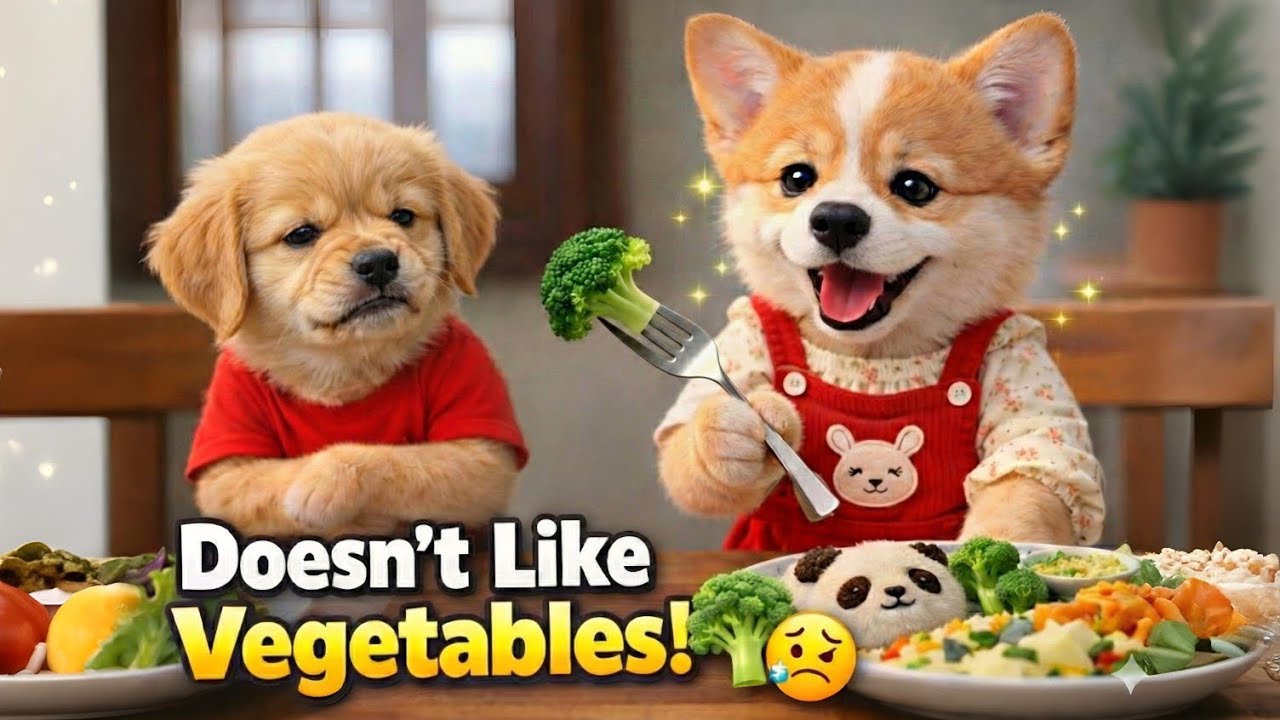 Puppy Doesn’t Like Vegetables 🥦😣