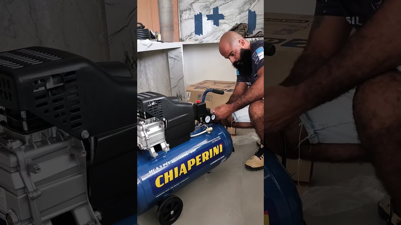 montagem compressor chiaperini 50 litros 2hp