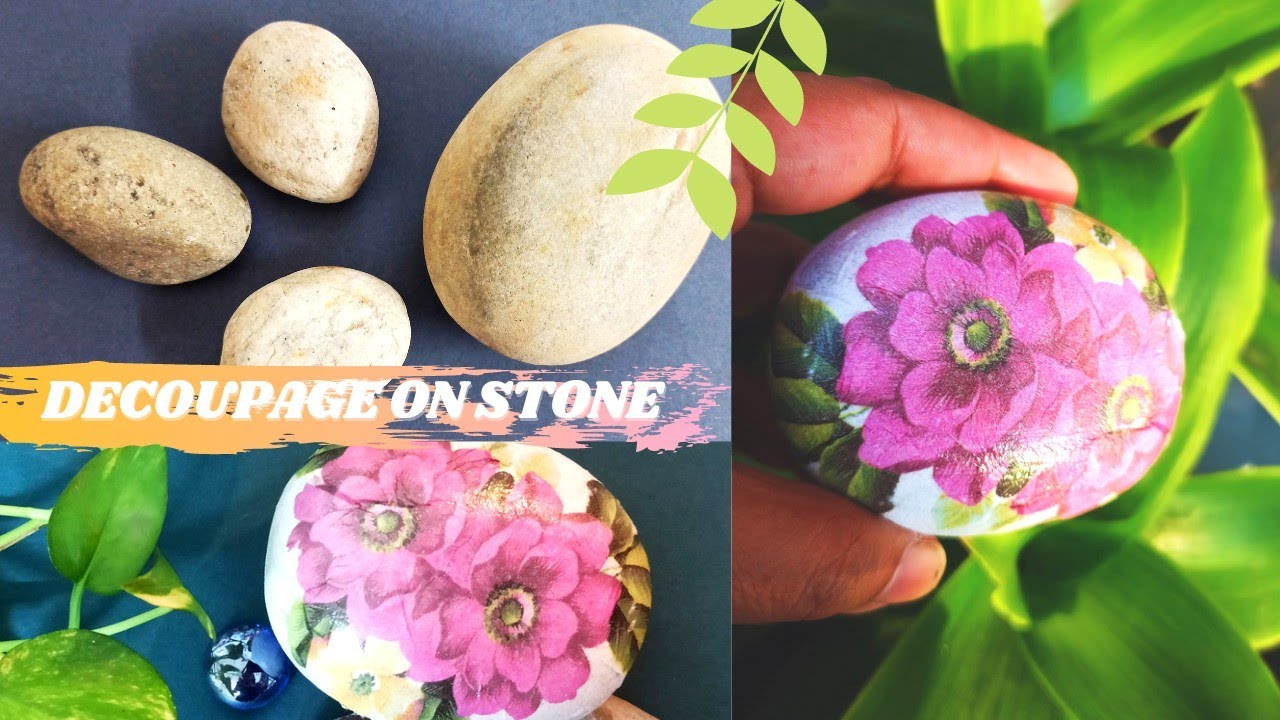 How To Decoupage On Stone | Stone Art | Rock Art | Pebble Art