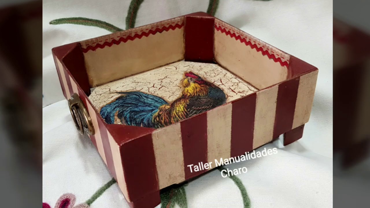 #tallermanualidadescharo  Caja frutas decorada t&eacute;cnicas decoupage con craquelado TUTORIAL ESCRITO