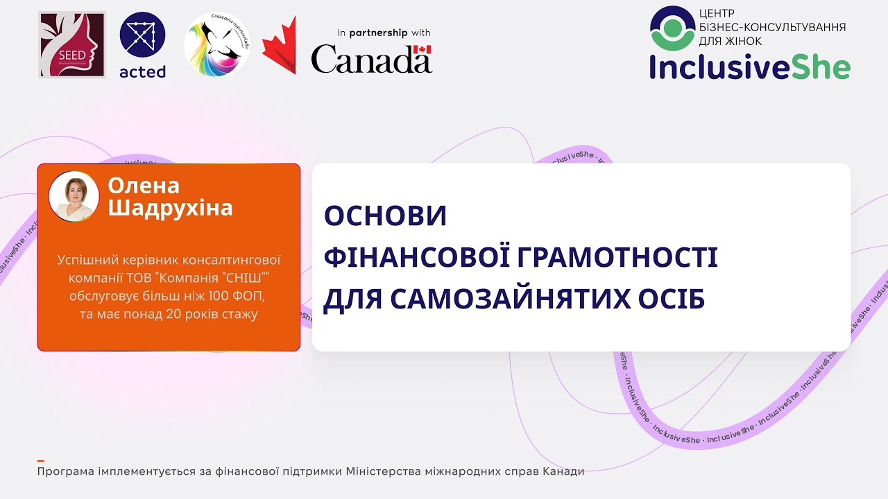 Фінансова грамотність для ФОП. Базові поняття. Олена Шадрухіна