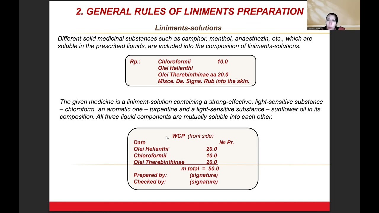Liniments. Homogeneous ointments