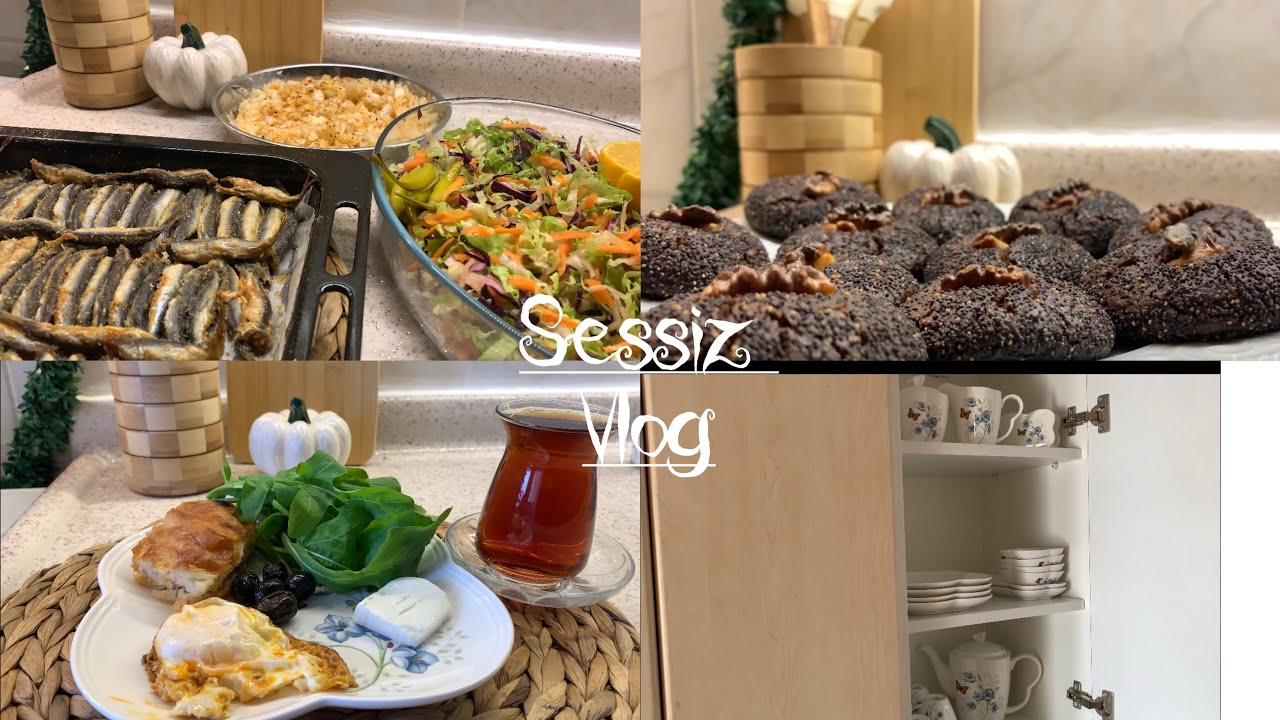 Sessiz Vlog 🌸 Toki Mutfak Dolabı Düzeni | Haşhaşlı Islak Kurabiye , Hamsi
