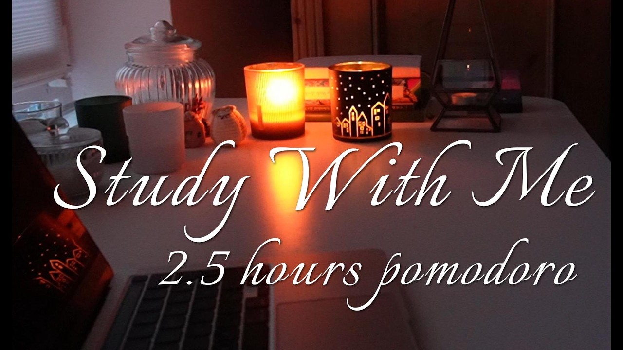 Cosy Study with Me | Pomodoro | Keyboard Sound | Background Noise