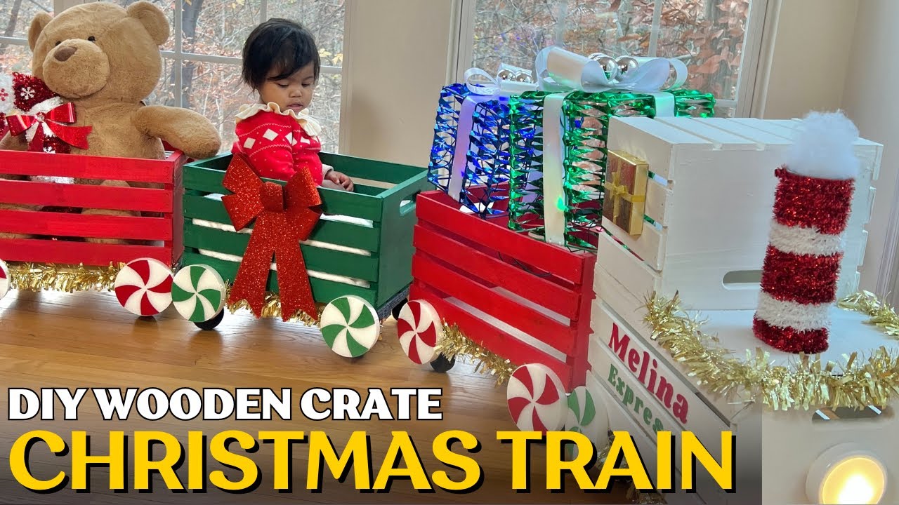 Christmas Train with Wooden Crates Craft Tutorial • DIY Christmas Decor for Kids