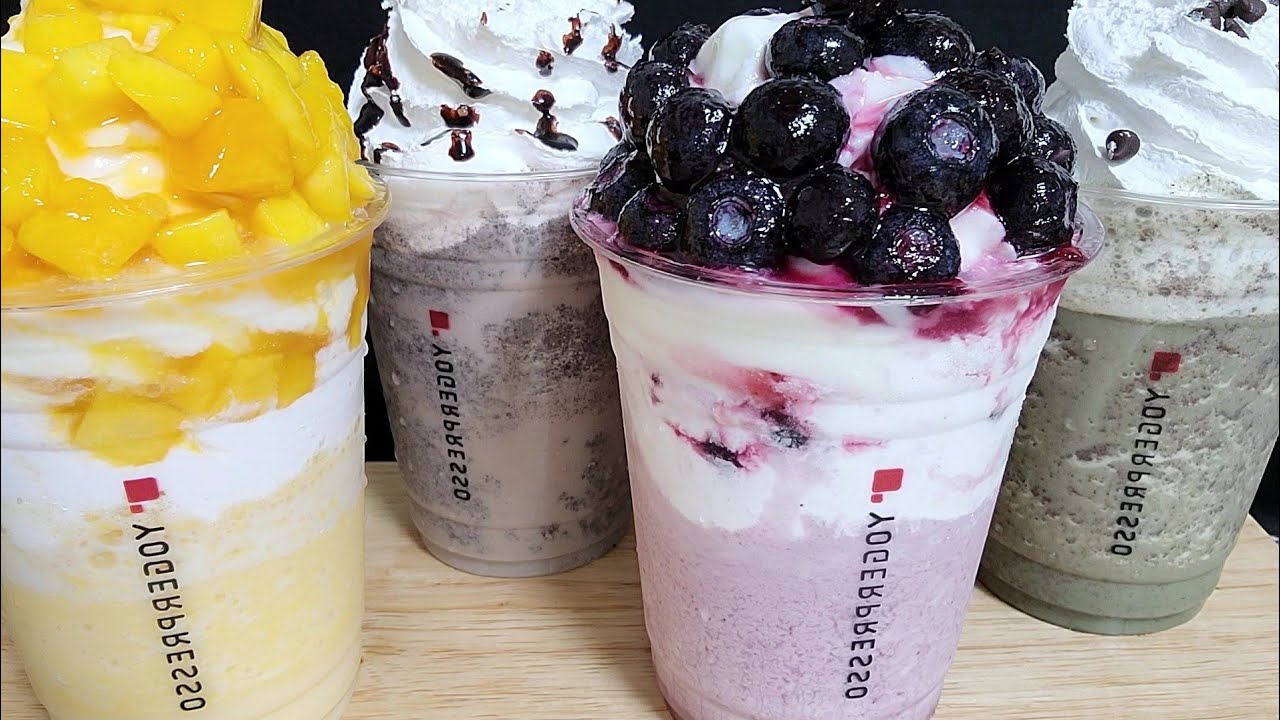 요거프레소, 민트초코칩 요프치노, 쿠앤크 요프치노, 메리망고, 메리베리 먹방 drink mukbang