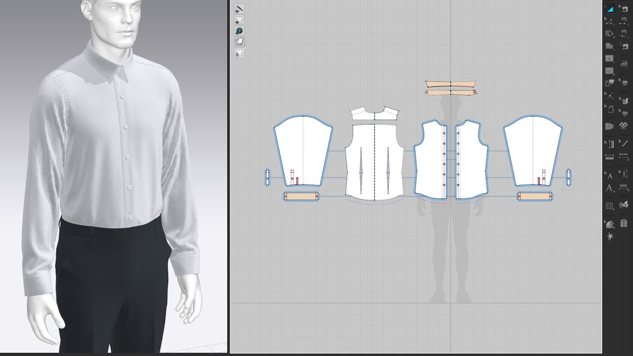 Drafting Dress Shirt, Marvelous Designer, Clo