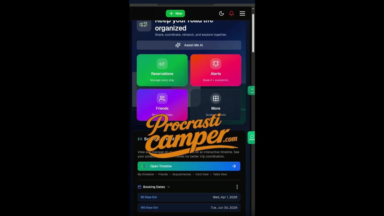 ProcrastiCamper Dashboard Tour | Plan RV Trips, Reservations & Friends in One App ... squirrel