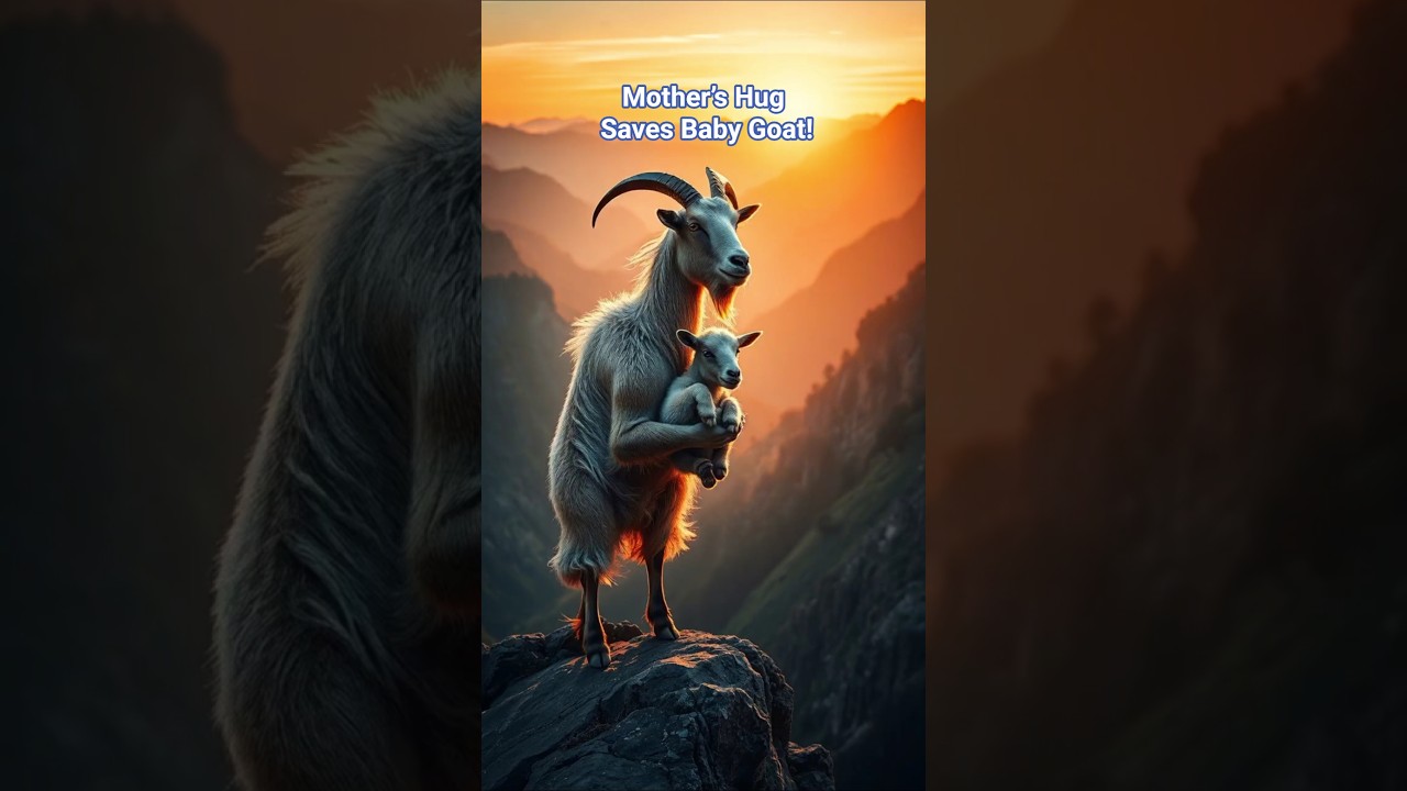 Mother Goat&rsquo;s Heroic Hug Saves Baby from Cliff Fall! 🐐💖 #GoatRescue #BabyGoat #ViralShorts