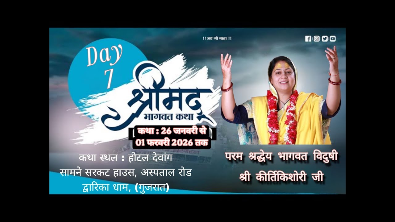 LIVE  DAY - 07 II भागवत  विदुषी परम पूज्या श्री कीर्ति किशोरी जी वृंदावन धाम || श्रीमद् भागवत कथा