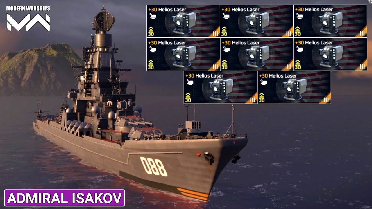 RF Admiral Isakov With 8x Helios Laser Air Defence - Modern Warships Gameplay