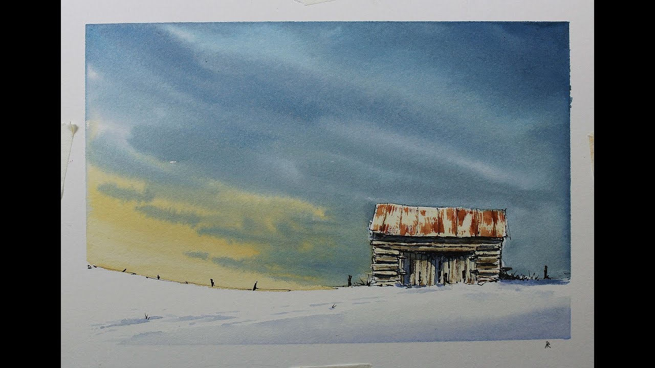 Line and Wash winter scene,step by step, easy to follow,pen and Wash with Nil Rocha