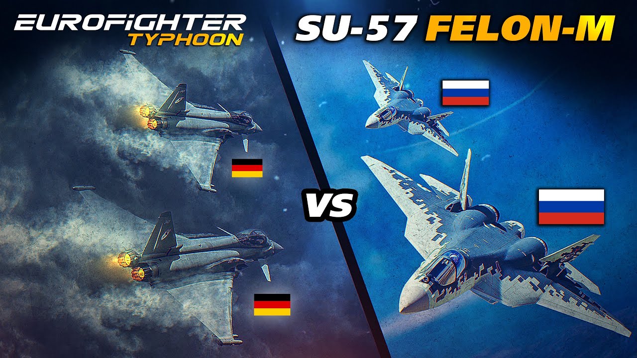 Полет двух истребителей Eurofighter Typhoon против двух Су-57 | Цифровой боевой симулятор | DCS |