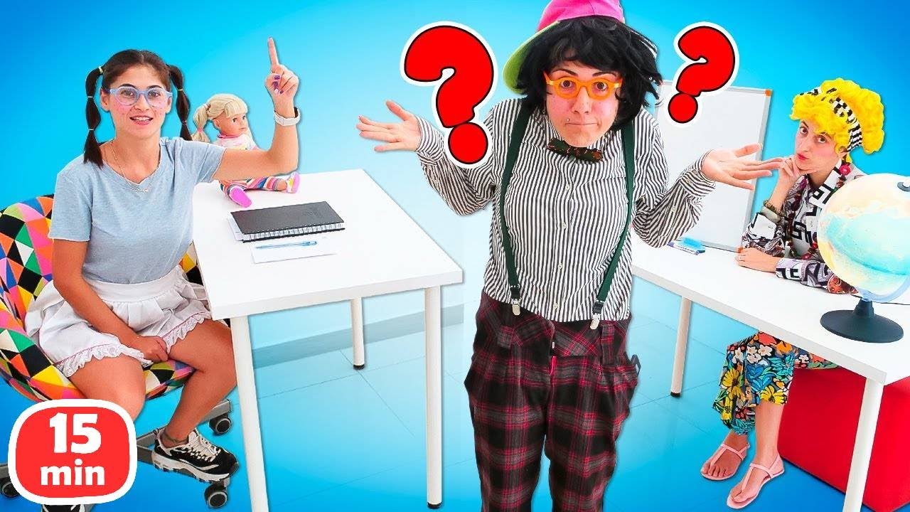 Komik video! Okutay ve Cicisu ile okul maceraları derlemesi! Kız erkek videoları!