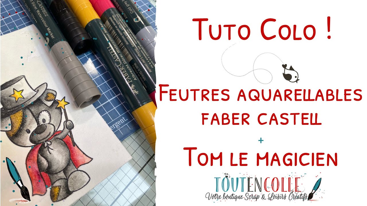 Tuto coloriage aux feutres aquarellables avec Tom le Magicien