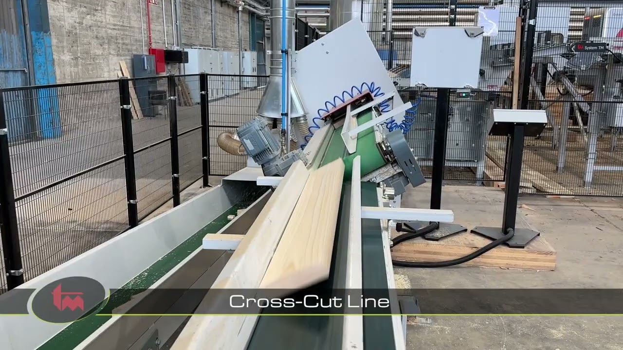 Cross-cut line including quality scanner,  saw and three automatic stackers - Opti-Solution (1438)