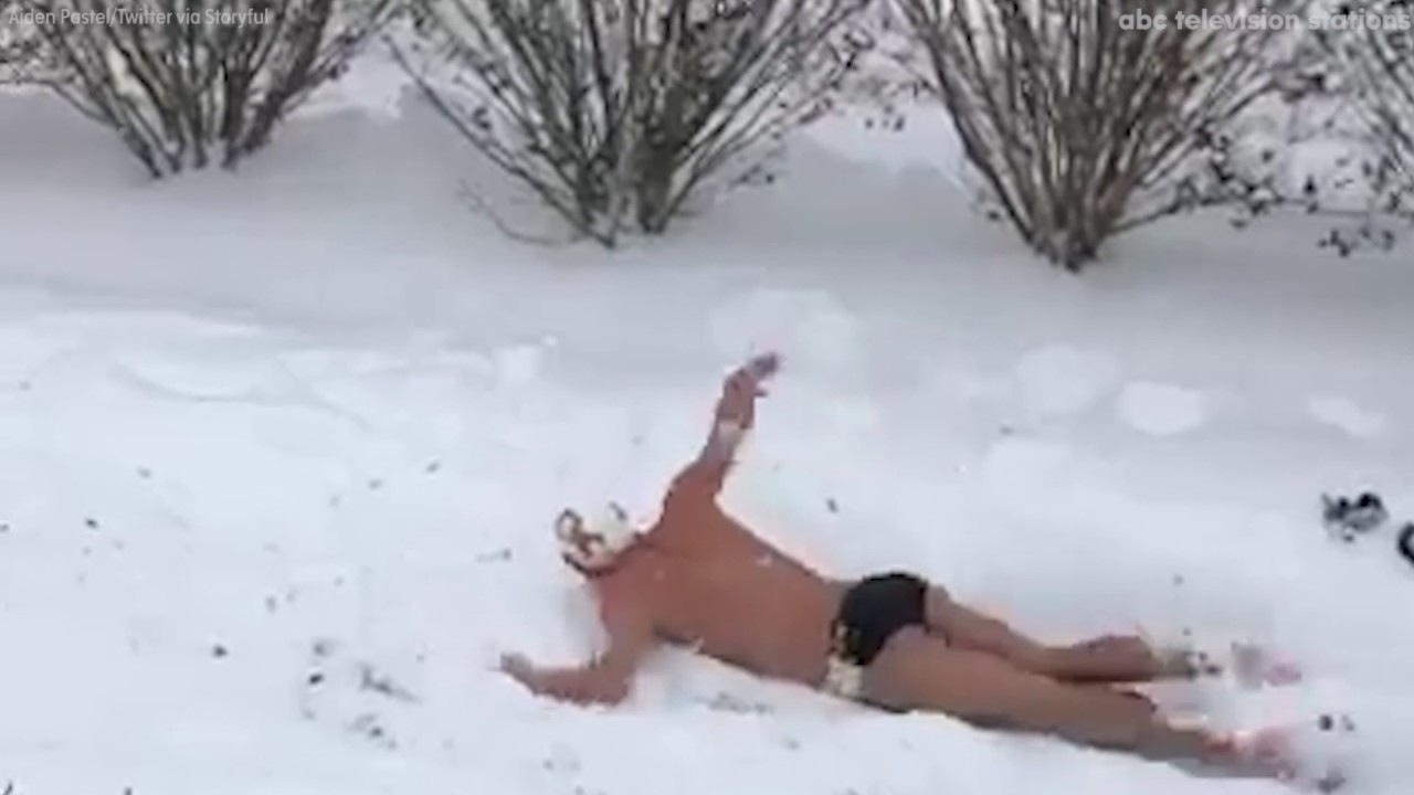 Watch as these people take a swim through the snow