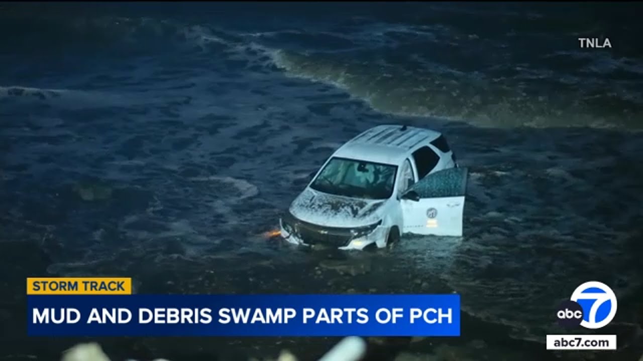 Mudslide sweeps firefighter, LAFD SUV off PCH and into ocean